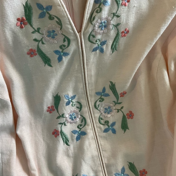 Size 20 vintage shell pink linen cotton rayon dress - Picture 3 of 7